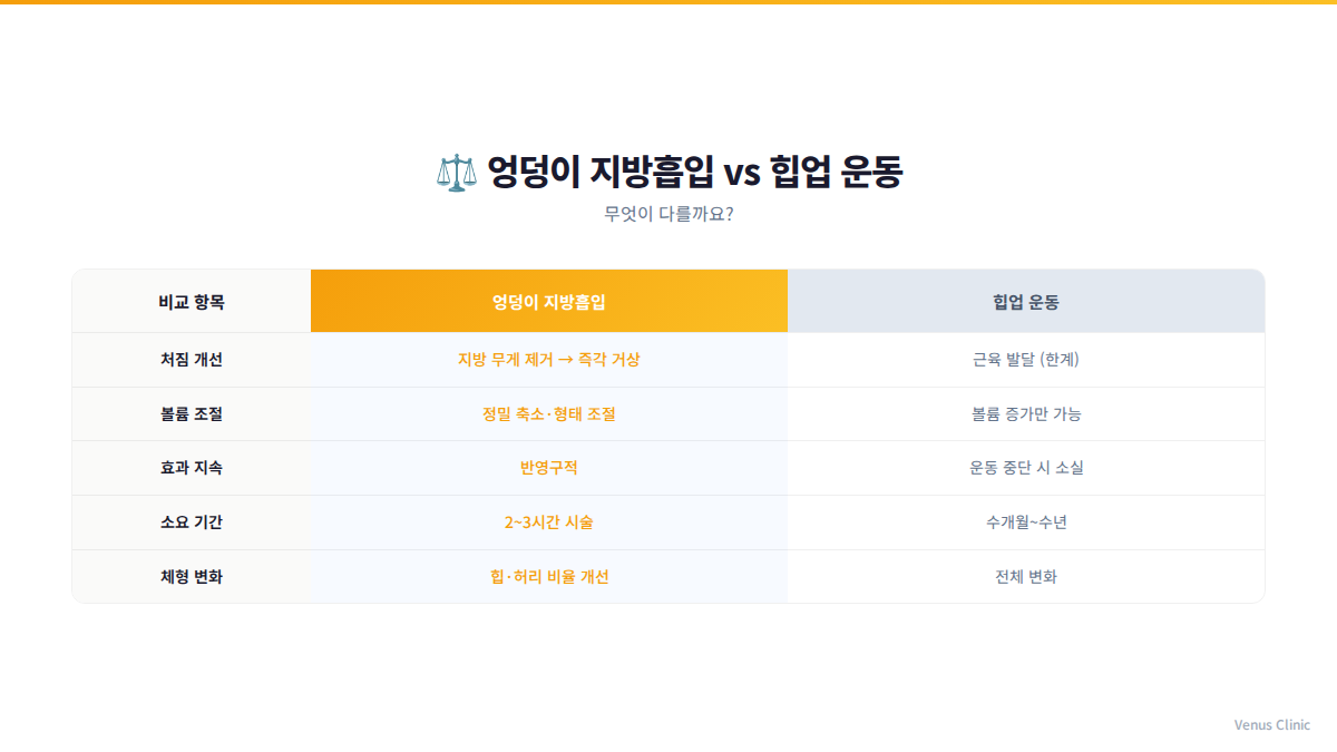 엉덩이 지방흡입 vs 다이어트 비교