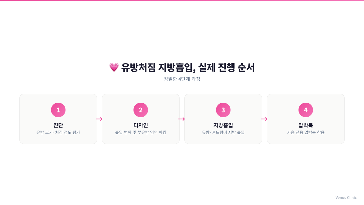 유방처짐 지방흡입 진행 순서 인포그래픽 진단 디자인 지방흡입 압박복