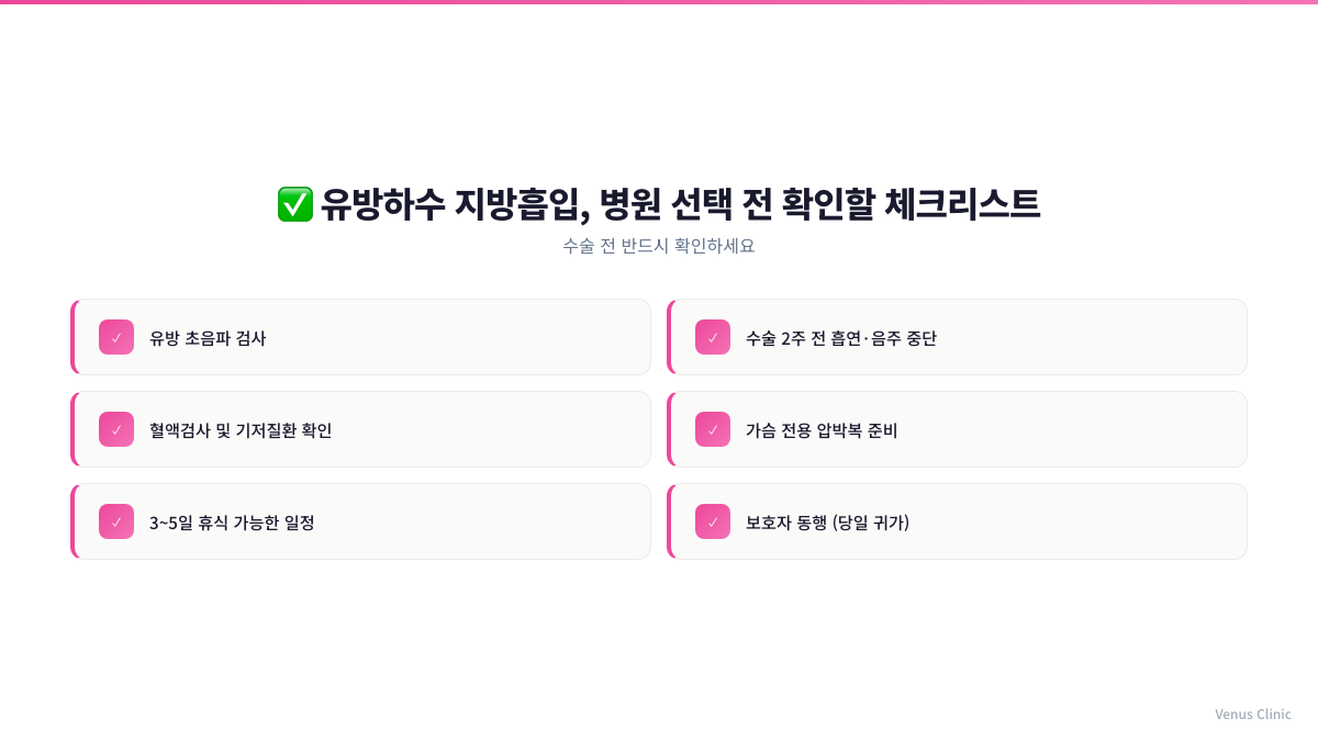 유방하수 지방흡입 병원 선택 전 확인할 체크리스트 인포그래픽