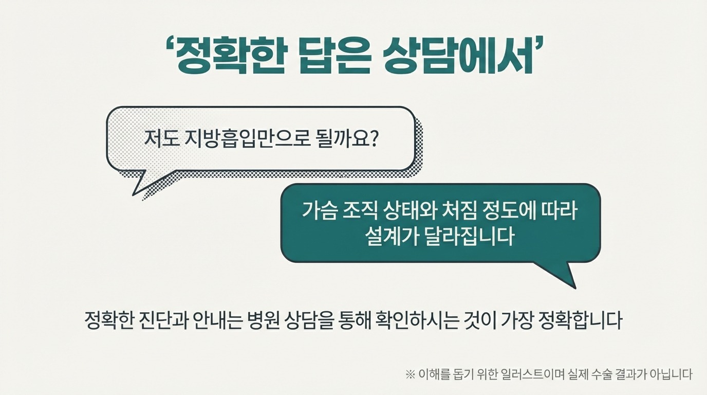 상담에서 확인하는 내용을 설명한 말풍선 일러스트