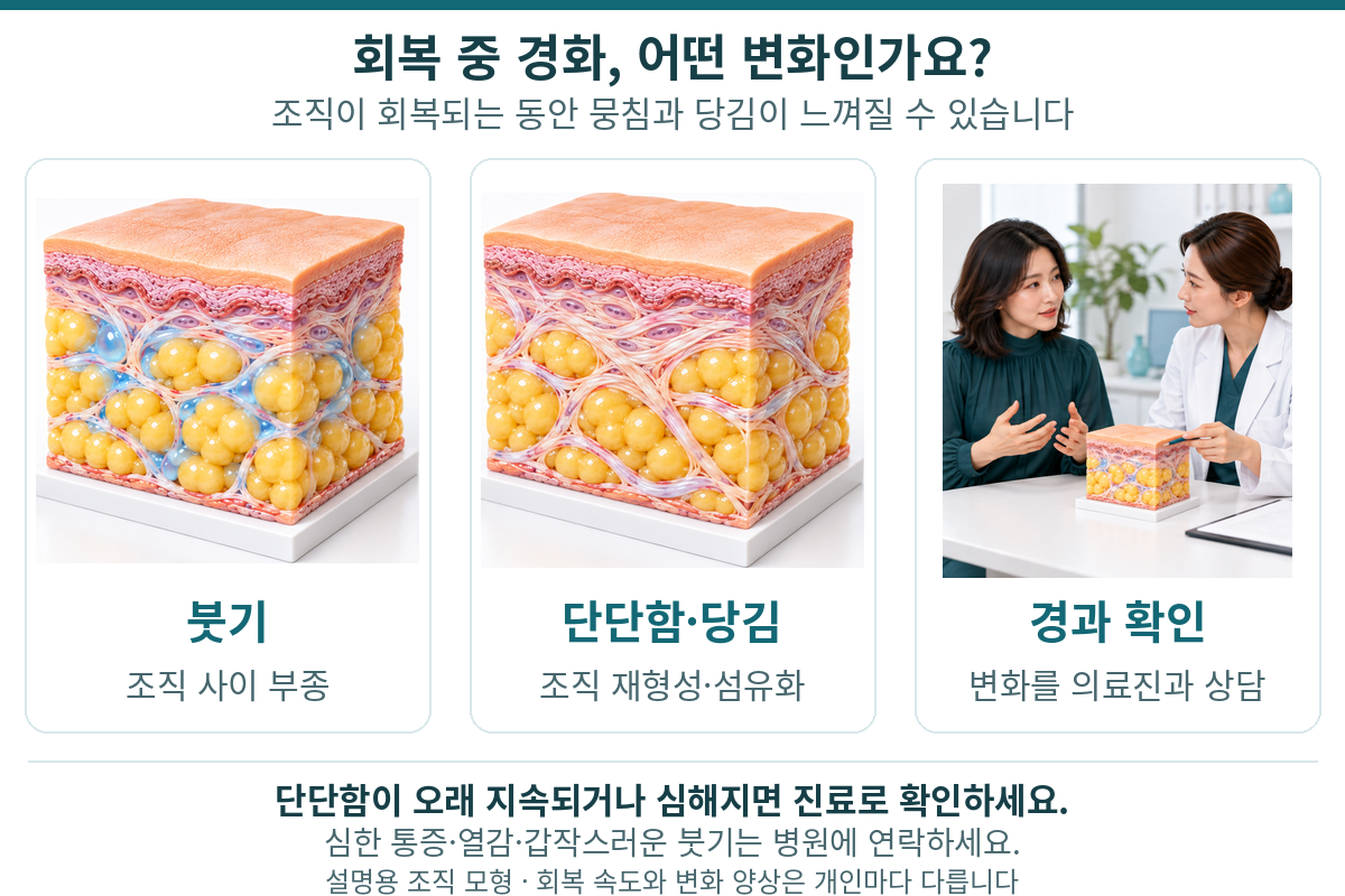 편안한 옷차림으로 가슴 라인을 살펴보는 여성의 이미지