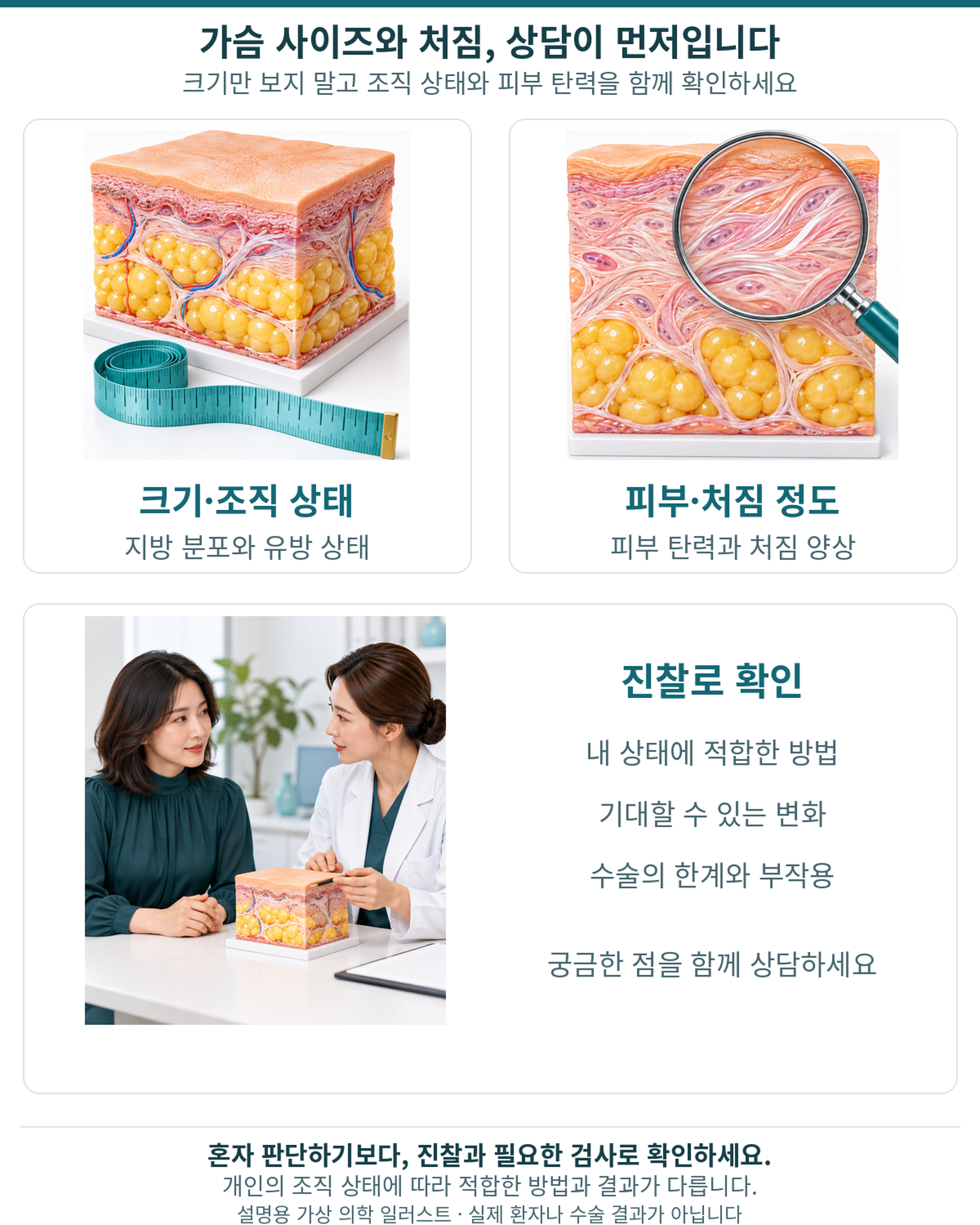 가슴 라인과 몸매에 신경 쓰는 젊은 여성의 이미지