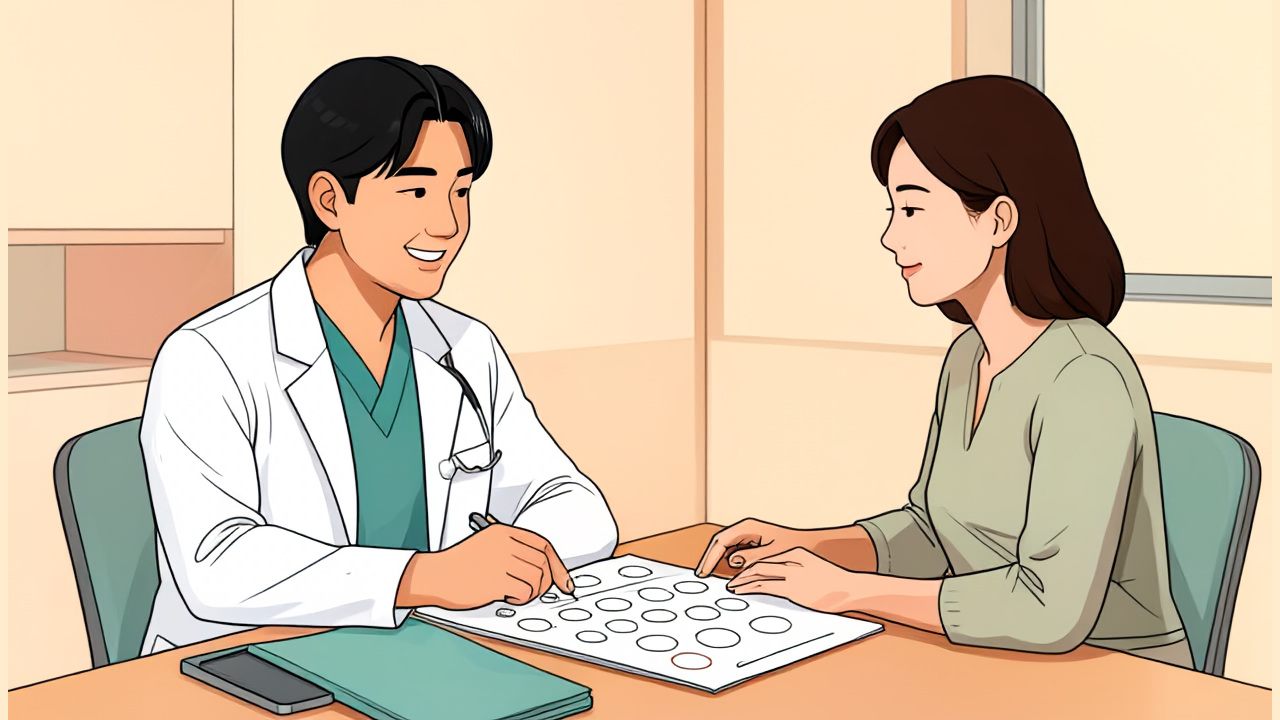 엉덩이 지방흡입 상담 전 체크리스트를 확인하는 2D 일러스트