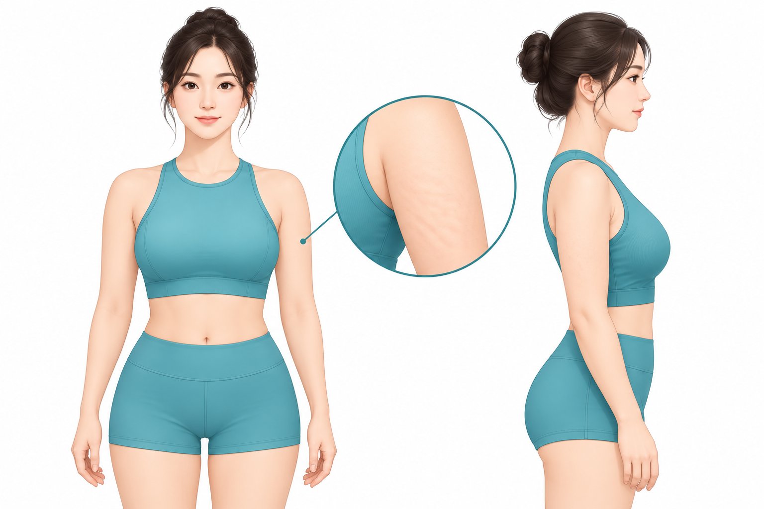 정면과 측면에서 본 팔 부위 안내 벡터 일러스트