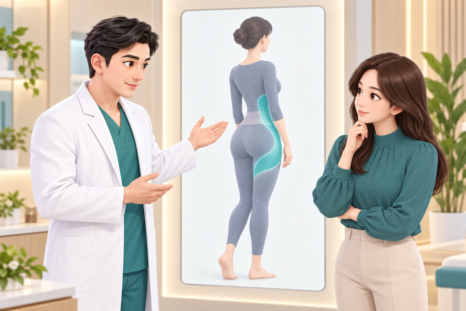 허리 옆부터 엉덩이 하외측과 상부 외측 허벅지까지 이어지는 범위